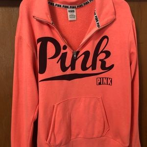 PINK coral quarter-zip sweater